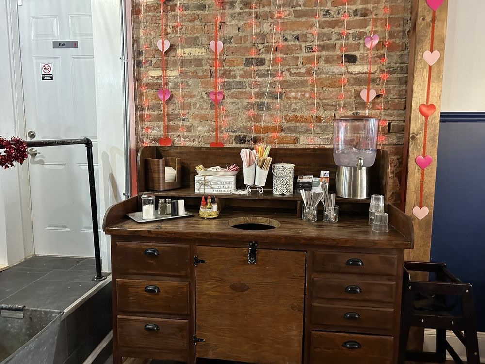 Condiment bar inside Blu Sky’s Cafe.